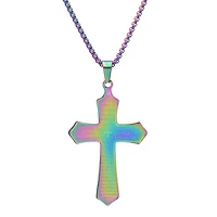 Steeltime Mens Stainless Steel Cross Hypoallergenic 24 Inch Pendant Necklace