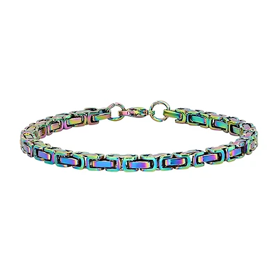 Steeltime Mens Stainless Steel 8 Inch Solid Byzantine Hypoallergenic Chain Bracelet