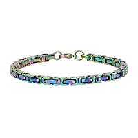 Steeltime Mens Stainless Steel 8 Inch Solid Byzantine Hypoallergenic Chain Bracelet