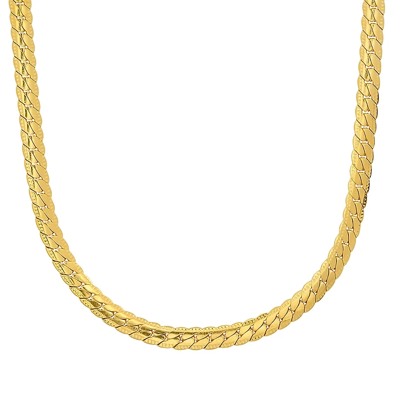 Steeltime Mens 18K Gold Over Stainless Steel Hypoallergenic 24 Inch Curb Chain Necklace