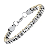 Steeltime Mens 18K Gold Over Stainless Steel Solid Hypoallergenic 8 1/2 Inch Link Bracelet
