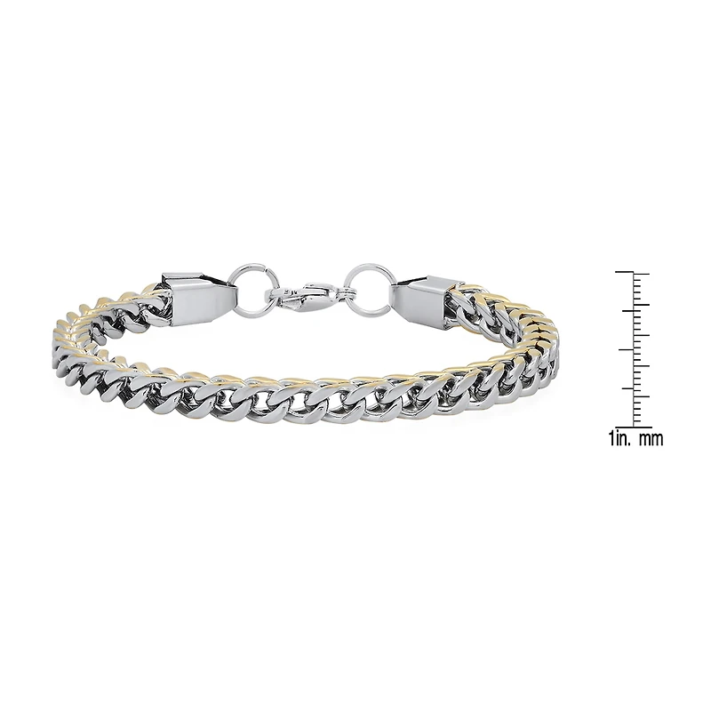 Steeltime Mens 18K Gold Over Stainless Steel Solid Hypoallergenic 8 1/2 Inch Link Bracelet
