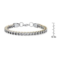 Steeltime Mens 18K Gold Over Stainless Steel Solid Hypoallergenic 8 1/2 Inch Link Bracelet
