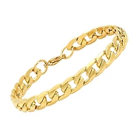 Steeltime Mens 18K Gold Over Stainless Steel Solid Hypoallergenic 8 1/2 Inch Link Bracelet
