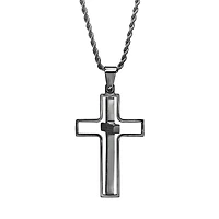 Steeltime Lord'S Prayer Mens Stainless Steel Cross Hypoallergenic 24 Inch Pendant Necklace