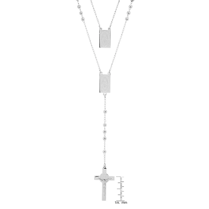 Steeltime Mens Stainless Steel Hypoallergenic 19 Inch Rosary Necklace