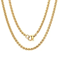 Steeltime Mens 18K Gold Over Stainless Steel Stainless Steel Hypoallergenic 24 Inch Box Chain Necklace