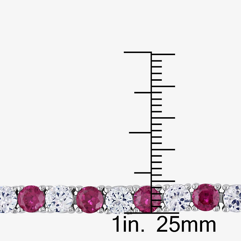 Womens Lab Created Red Ruby Sterling Silver 7.25 Inch Tennis Bracelet