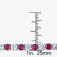 Womens Lab Created Red Ruby Sterling Silver 7.25 Inch Tennis Bracelet