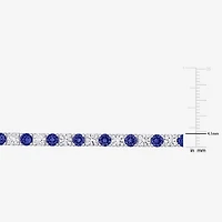 Womens Lab Created Blue Sapphire Sterling Silver 7.25 Inch Tennis Bracelet