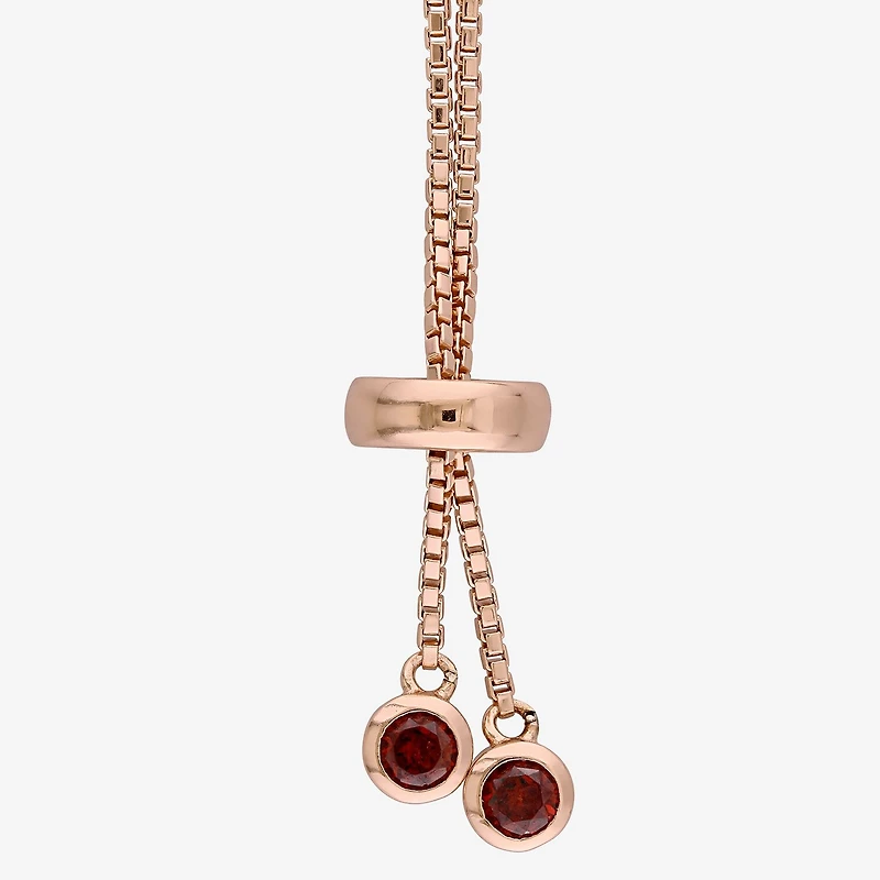 Womens Genuine Red Garnet Sterling Silver Bolo Bracelet