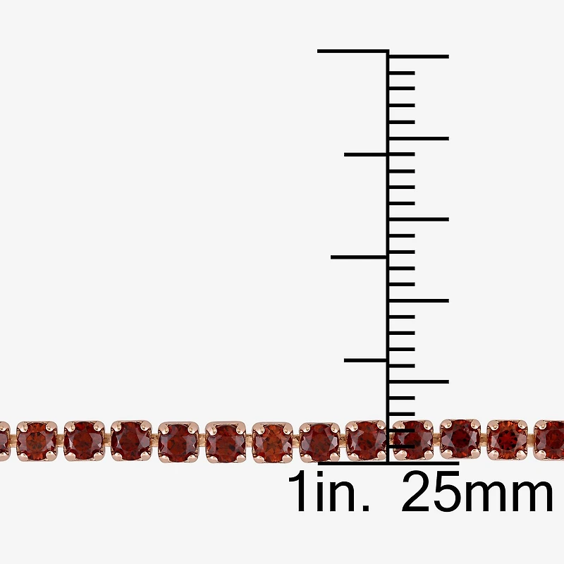 Womens Genuine Red Garnet Sterling Silver Bolo Bracelet