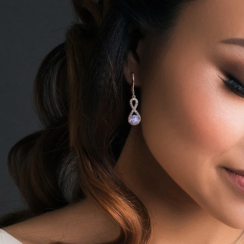 Genuine Tanzanite & Diamond Infinity Earrings