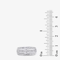 (G / I1) Womens 1 1/2 CT. T.W. Lab Grown White Diamond 10K Gold Side Stone Engagement Ring