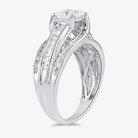 (G / I1) Womens 1 1/2 CT. T.W. Lab Grown White Diamond 10K Gold Side Stone Engagement Ring