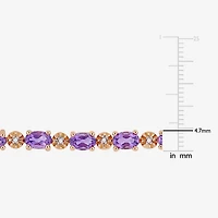 Womens Diamond Accent Genuine Purple Amethyst 18K Rose Gold Over Silver Tennis Bracelet