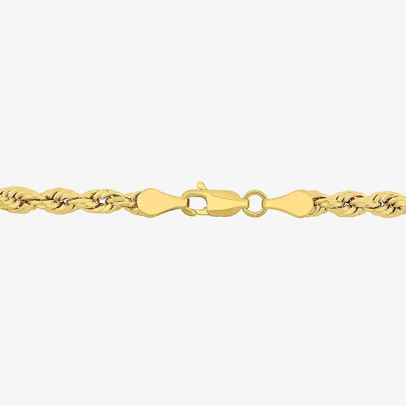 Womens 14K Gold Inch Hollow Rope Chain Bracelet