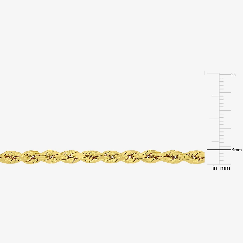 Womens 14K Gold Inch Hollow Rope Chain Bracelet