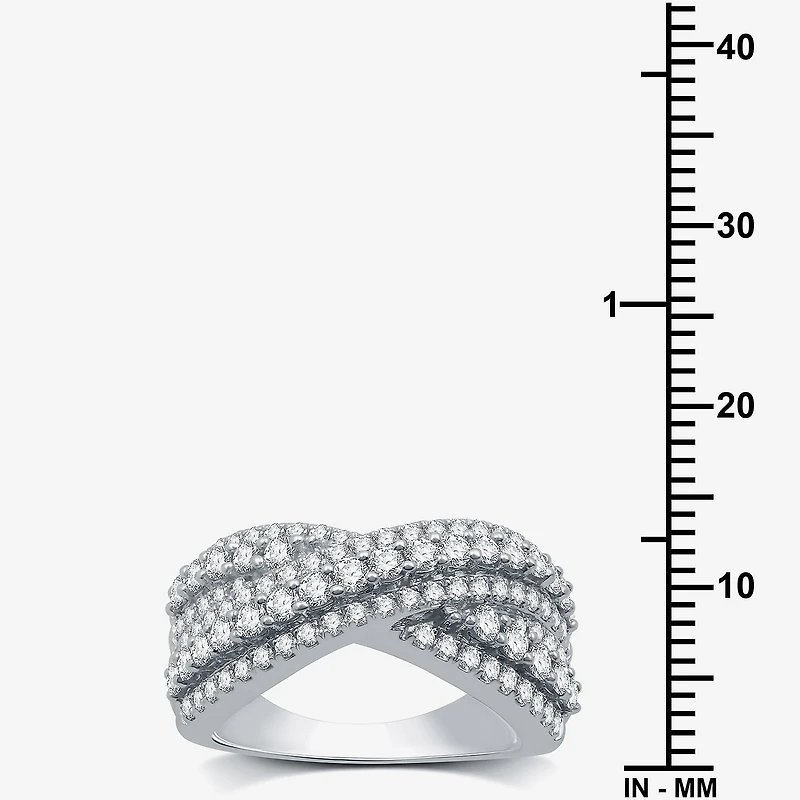 Womens 5.5MM 1 1/2 CT. T.W. Lab Grown White Diamond Sterling Silver Band