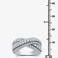 Womens 5.5MM 1 1/2 CT. T.W. Lab Grown White Diamond Sterling Silver Band