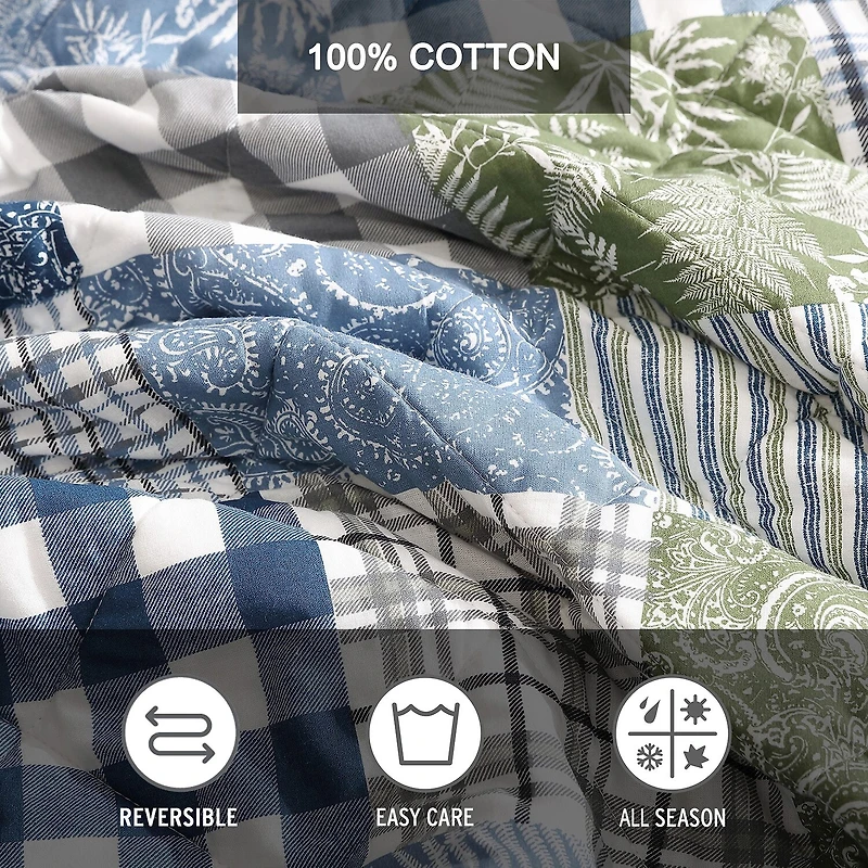 Eddie Bauer Cozy Plaid Patchwork Cotton Quilt Set