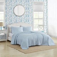 Laura Ashley Oxford Stripe Cotton Quilt Set