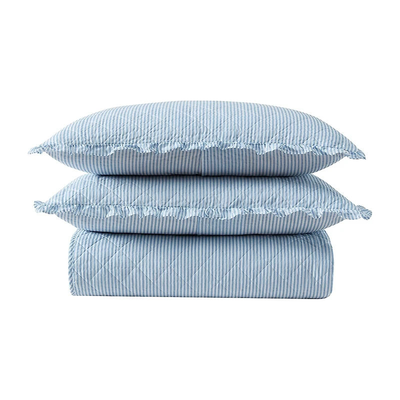 Laura Ashley Oxford Stripe Cotton Quilt Set