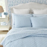 Laura Ashley Oxford Stripe Cotton Quilt Set