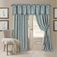 Threadmade Mia Swirl Print Jacquard Rod Pocket Back Tab Energy Saving Blackout Single Curtain Panel