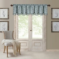 Elrene Home Fashions Mia Swirl Print Jacquard Rod Pocket Scallop Valance