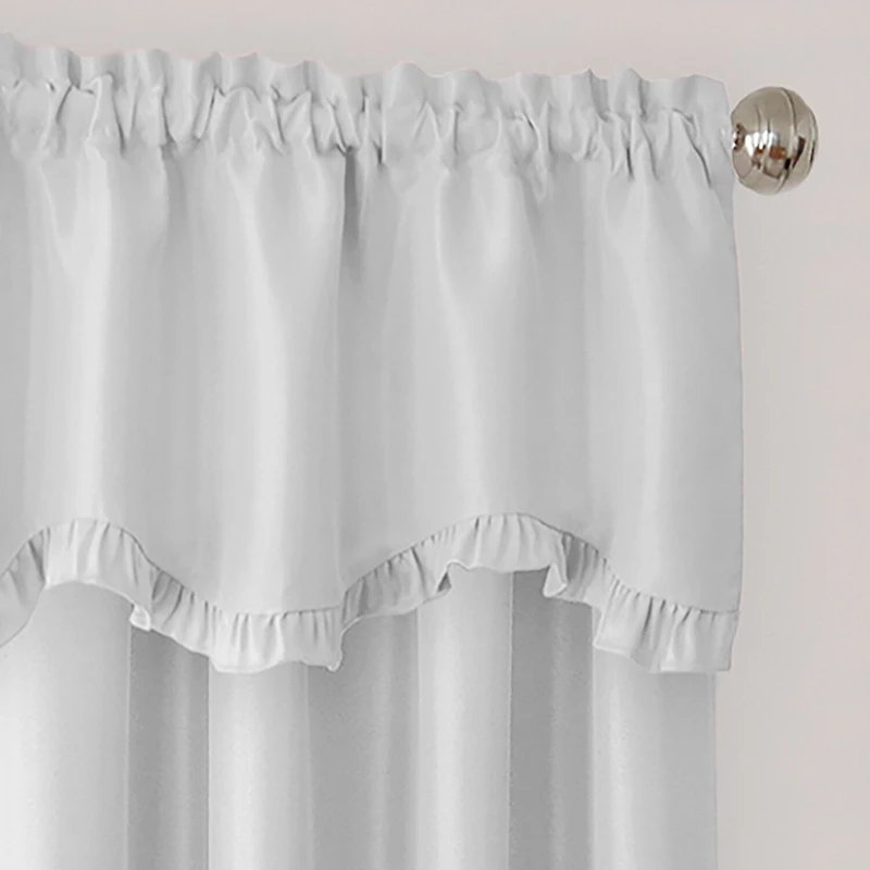 Threadmade Adaline Ruffled Faux-Silk Rod Pocket Scallop Valance