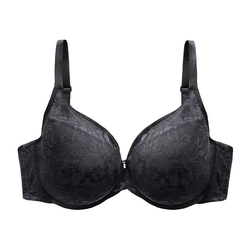 Curvy Couture No Show Lace T-shirt Plunge Bra- 1376