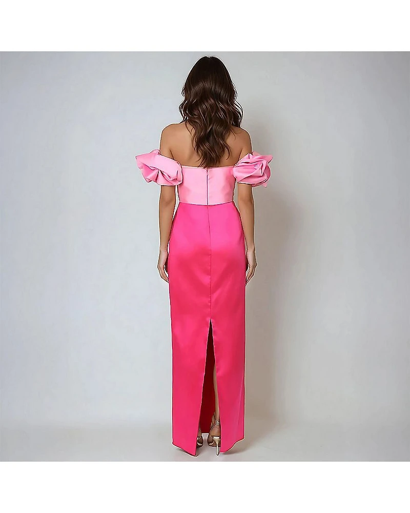 Rene by Rene Ruiz Collection Off The Shoulder Womens Short Sleeve Evening Gown