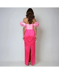 Rene by Rene Ruiz Collection Off The Shoulder Womens Short Sleeve Evening Gown