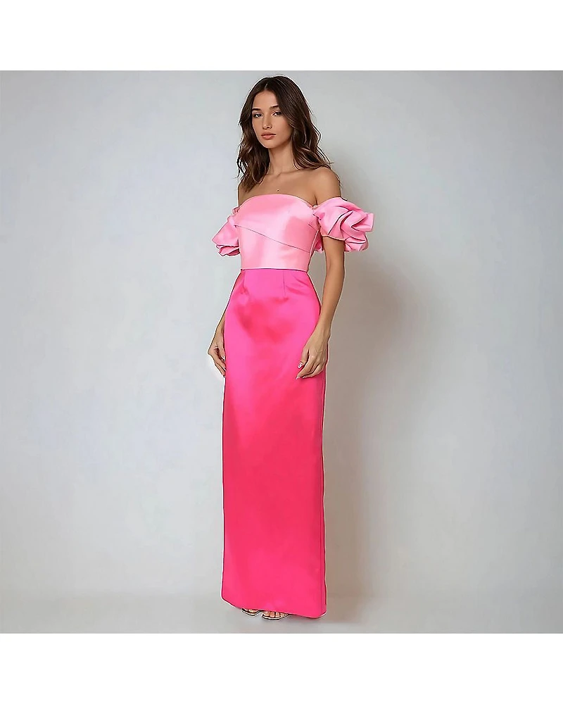Rene by Rene Ruiz Collection Off The Shoulder Womens Short Sleeve Evening Gown