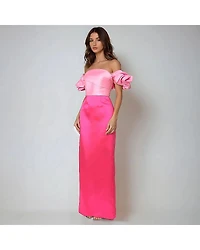 Rene by Rene Ruiz Collection Off The Shoulder Womens Short Sleeve Evening Gown