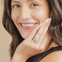 (G/ Si2) Womens 2 CT. T.W. Lab Grown White Diamond 10K Gold Marquise Cluster Cocktail Ring