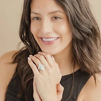 (G/ Si2) Womens 2 CT. T.W. Lab Grown White Diamond 10K Gold Marquise Cluster Cocktail Ring