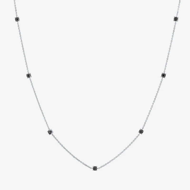 Diamond Addiction Womens 1/4 CT. T.W. Natural Black Diamond Sterling Silver 16 Inch Pendant Necklace