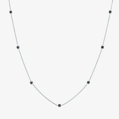 Diamond Addiction Womens 1/4 CT. T.W. Natural Black Diamond Sterling Silver 16 Inch Pendant Necklace