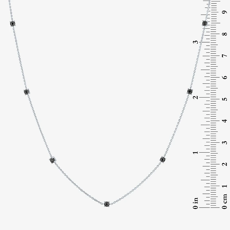 Diamond Addiction Womens 1/4 CT. T.W. Natural Black Diamond Sterling Silver 16 Inch Pendant Necklace