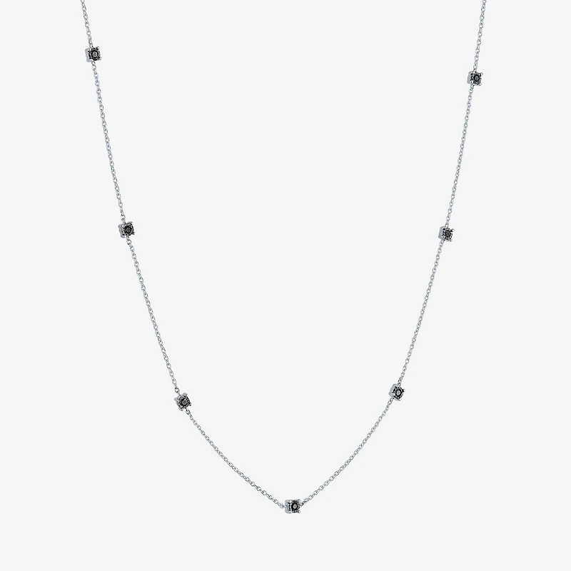 Diamond Addiction Womens 1/4 CT. T.W. Natural Black Diamond Sterling Silver 16 Inch Pendant Necklace