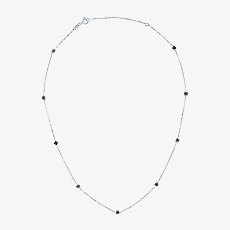 Diamond Addiction Womens 1/4 CT. T.W. Natural Black Diamond Sterling Silver 16 Inch Pendant Necklace