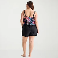 Sonnet Shores Womens Floral Plus Swim Romper