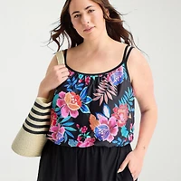 Sonnet Shores Womens Floral Plus Swim Romper