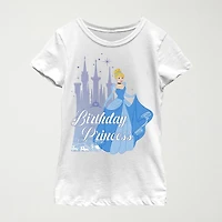 Disney Little & Big Kid Girls Crew Neck Short Sleeve Regular Fit Cinderella Graphic T-Shirt