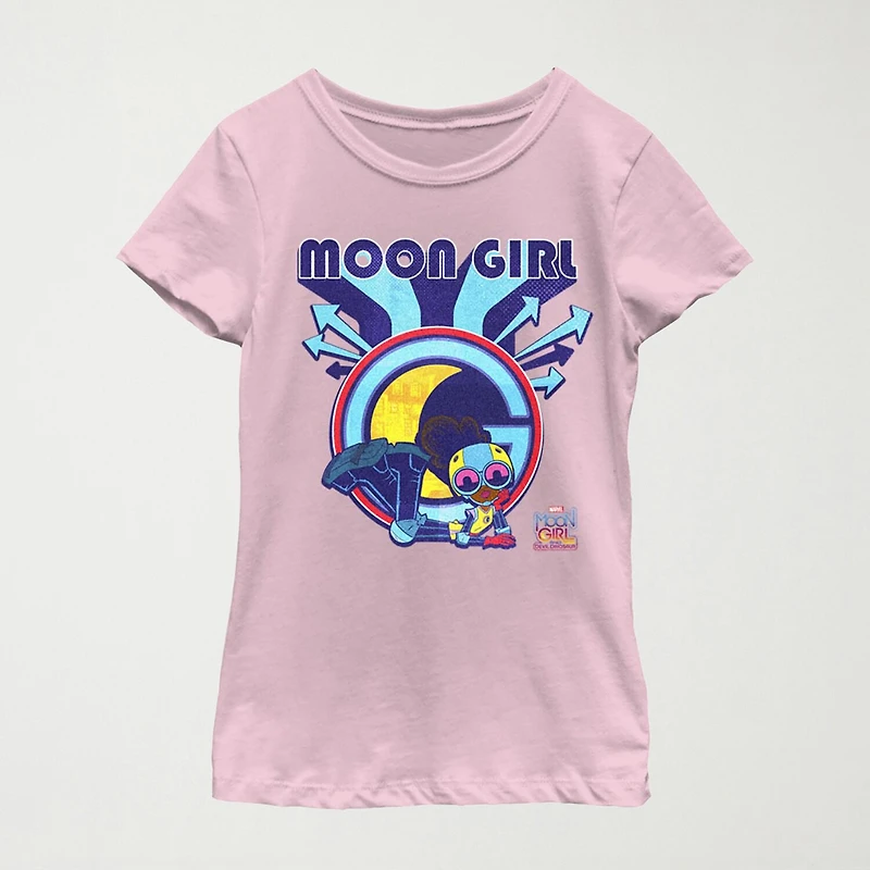Little & Big Kid Girls Crew Neck Short Sleeve Regular Fit Marvel Moon Girl Graphic T-Shirt