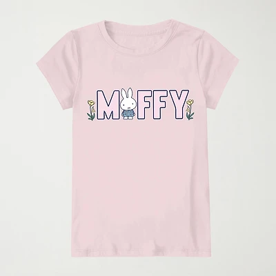 Miffy Little & Big Kid Girls Crew Neck Short Sleeve Regular Fit Graphic T-Shirt