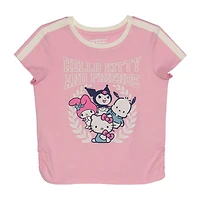 Little & Big Kid Girls Crew Neck Short Sleeve Regular Fit Hello Kitty Kuromi My Melody Graphic T-Shirt