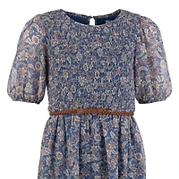 Speechless Big Kid Girls Elbow Sleeve Puffed A-Line Dress